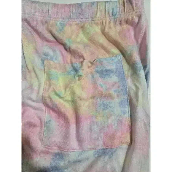 Victorias Secret PINK Womens Sleepwear Sweatpants Large Rainbow Tie Dye NIP NEW